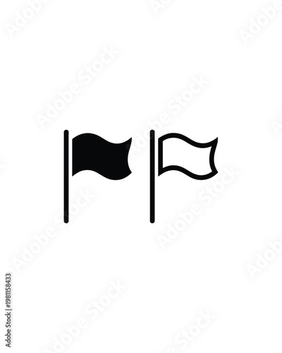 Black and white outline icons of two flags waving on poles representing different countries or teams.