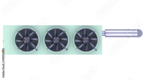 Roof Chiller AHU System - Air Conditioner. top view. 3D rendering isolated on white background. Ideal for professionals, educational, engineering, and industrial design