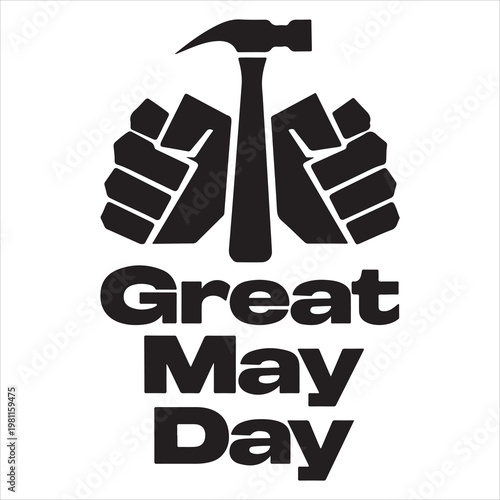 Silhouette vector art of a fist holding a hammer on the occasion of Labor Day