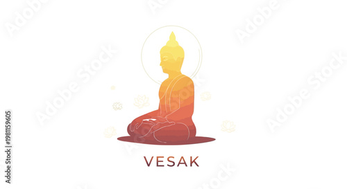 A serene zen vector illustration of a woman silhouette in the yoga lotus pose for meditation and spiritual relaxation of the body and chakra energy