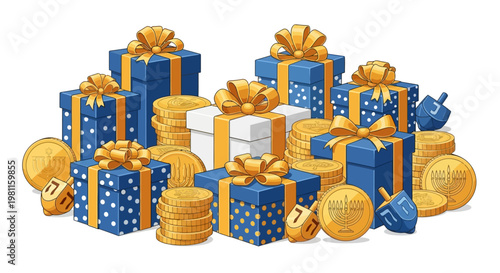 A festive Christmas gift box wrapped in red paper with a gold ribbon and bow serves as a 3d holiday decoration and a surprise present for a celebration