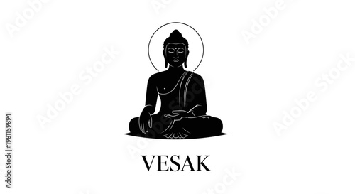 Black vector illustration of a woman in a lotus yoga pose and Buddha silhouette sitting in a zen meditation position for spiritual peace and health