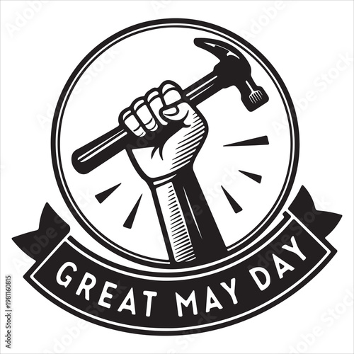 Silhouette vector art of a fist holding a hammer on the occasion of Labor Day