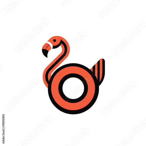 A vibrant flamingo pool float icon in a modern flat design style