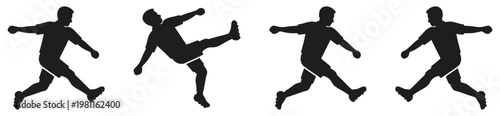 Soccer Player Silhouettes Action Set Illustration.
