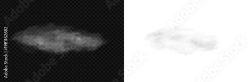 Realistic white smoke isolated on PNG background. Soft fog cloud with transparent vapor texture, perfect for overlays, visual effects and creative compositions.