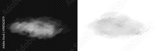 Realistic white smoke isolated on PNG background. Soft fog cloud with transparent vapor texture, perfect for overlays, visual effects and creative compositions.