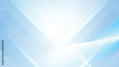 Futuristic abstract technology background in blue light tones with layered square elements, smooth gradients, and digital network concept