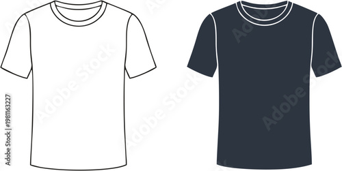 T-shirt Icon Set: Minimalist Black and White Vector