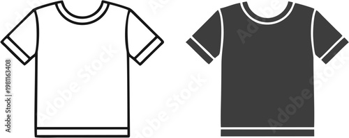 T-shirt Icon Set: Minimalist Black and White Vector
