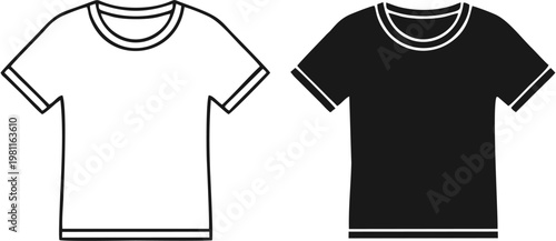 T-shirt Icon Set: Minimalist Black and White Vector