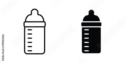 Baby bottle icon clip art collection. Editable stroke icons