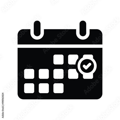 Minimalist black desk calendar with checkmark icon for productivity and organization