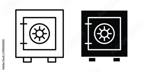 Banking locker icon clip art collection. Editable stroke icons