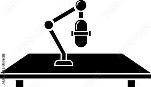 Podcast Microphone Arm Desk Vector Icon