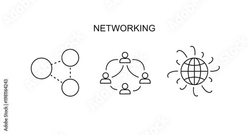 Networking concepts illustrated with simple line drawings a clean silhouette
