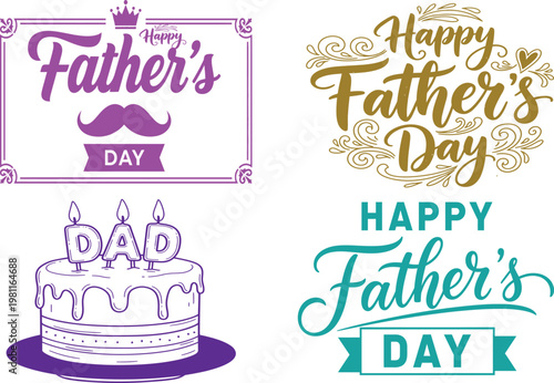 Happy father's day festive graphics cakes typography for celebrating dad