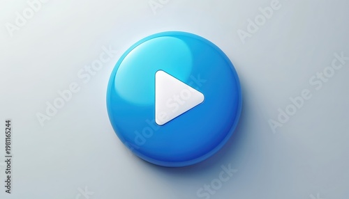 Free Download Glossy blue play button with white triangle icon on light background. Symbolizes digital media content start, video playback, audio streaming start, user interface element. - GFXLoad