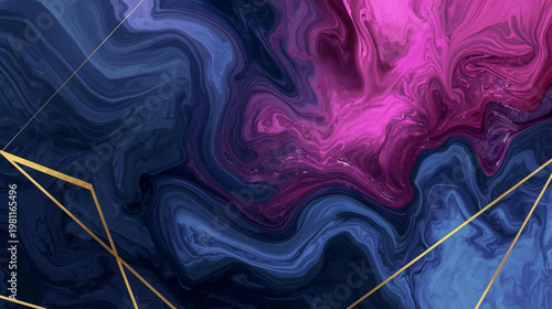 An abstract swirling textures in dark blue and dark pink  in a digital painting style background