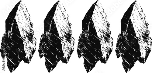 black arrowhead silhouettes set ancient stone tool shapes prehistoric weapon artifacts tribal engraving design