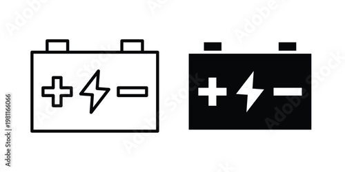 Car Battery icon clip art collection. Editable stroke icons