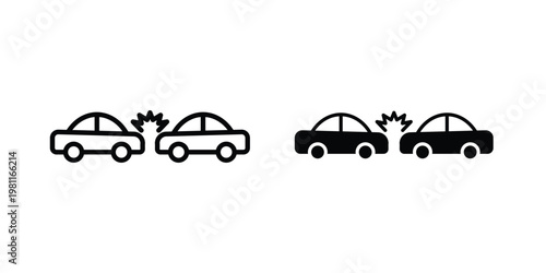 Car crash icon clip art collection. Editable stroke icons