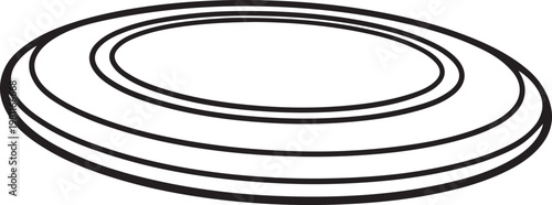 Flying disc outline vector frisbee sport equipment icon simple line art recreational object clean illustration design