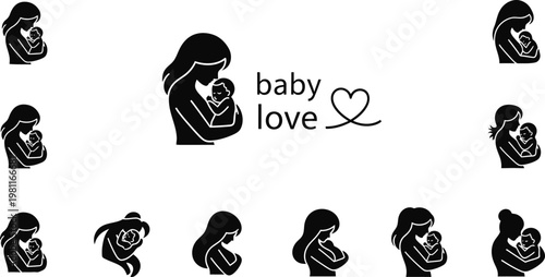 Mother and baby silhouettes a collection of loving moments and parental care