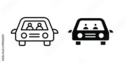 Carpool share icon clip art collection. Editable stroke icons
