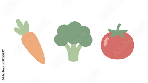 Vegetables on white background.