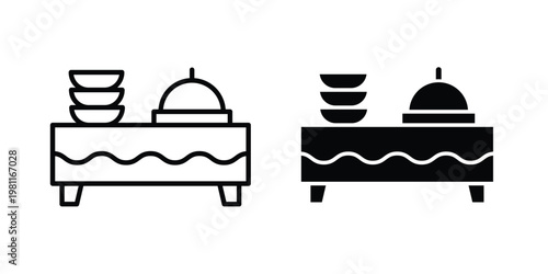 Catering buffet icon clip art collection. Editable stroke icons