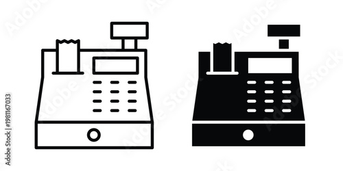 Cash register icon clip art collection. Editable stroke icons