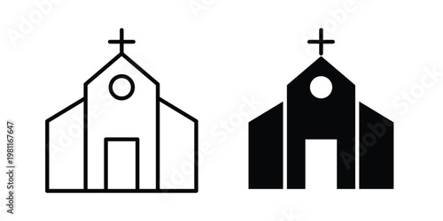 Church icon clip art collection. Editable stroke icons