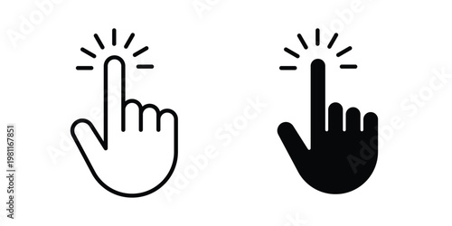 Click Hand icon clip art collection. Editable stroke icons