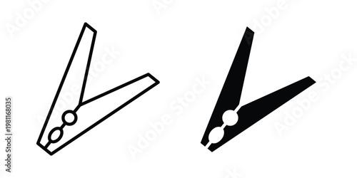 Clothespin icon clip art collection. Editable stroke icons