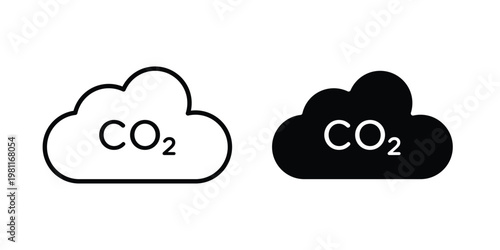 Co2 Cloud icon clip art collection. Editable stroke icons