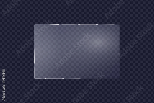 transparent glass plate background realistic screen window with flare for glossy showcase