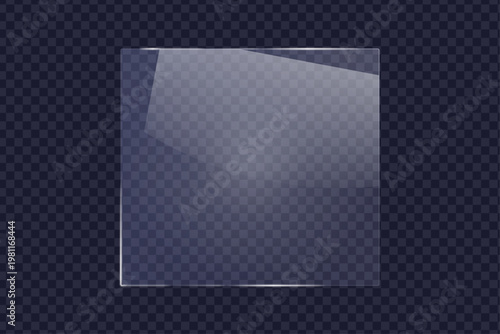 realistic shiny glossy glass panel rounded corners with light glare surface