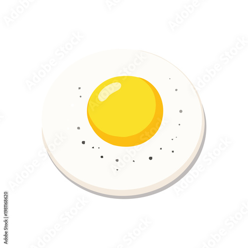 Minimal Fried Egg Vector Illustration, Clean Flat Breakfast Food Design, Simple Cooking Ingredient Graphic, Modern Kitchen Food Icon, Isolated Egg Element