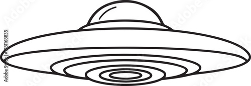 Flying saucer outline vector UFO spaceship icon alien spacecraft design futuristic object clean line art illustration