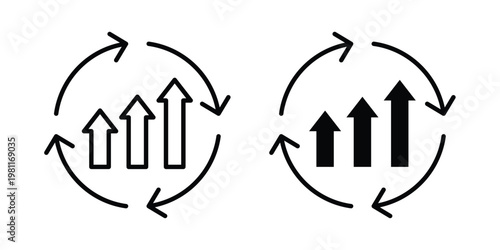 Continuous improvement icon clip art collection. Editable stroke icons