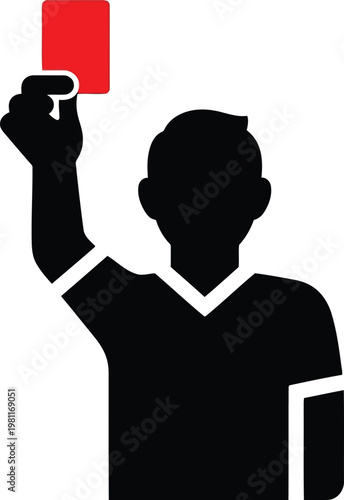 Referee holding red card, symbolizing penalty or ejection in sports