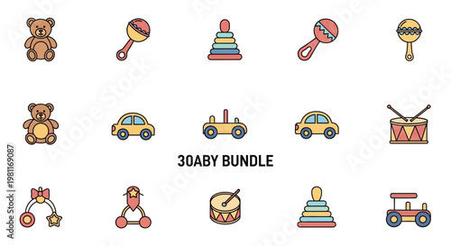 Baby toys and objects for children.