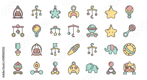 Baby toys and objects for children.