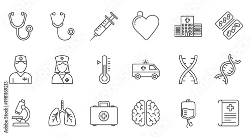 Medical health care symbols and icons.