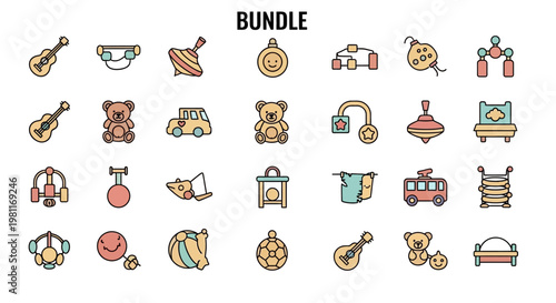 Collection of various colorful icons.