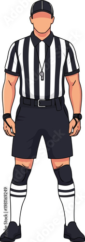 referee standing in uniform, sports official