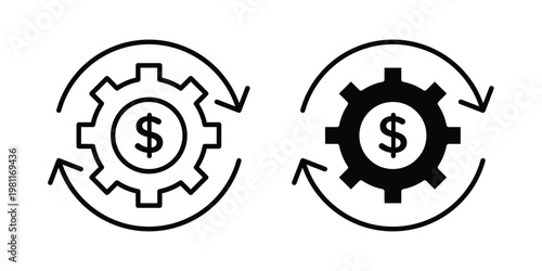 Costs optimization icon clip art collection. Editable stroke icons