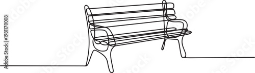 Bench continuous one line drawing. one line drawing vector illustration
