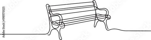Bench continuous one line drawing. one line drawing vector illustration
